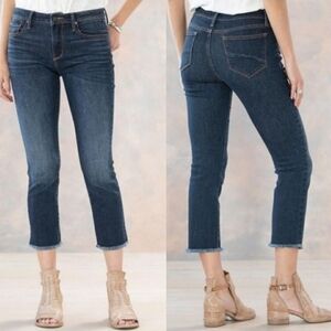 Driftwood "Candace" Classic Fit Blue Jeans Mid Rise Cropped Raw Hem, Size 27